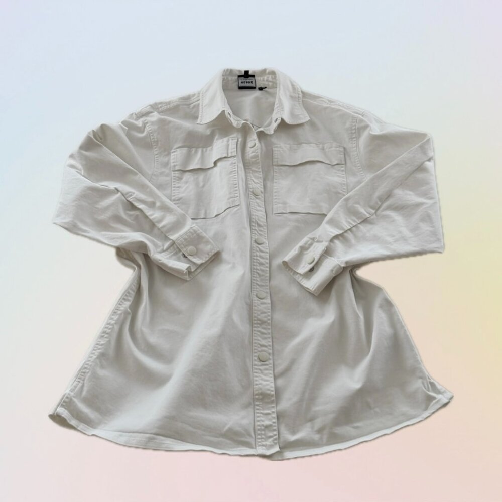 HERVÉ LÉGER - Oversized White Shacket - Size M